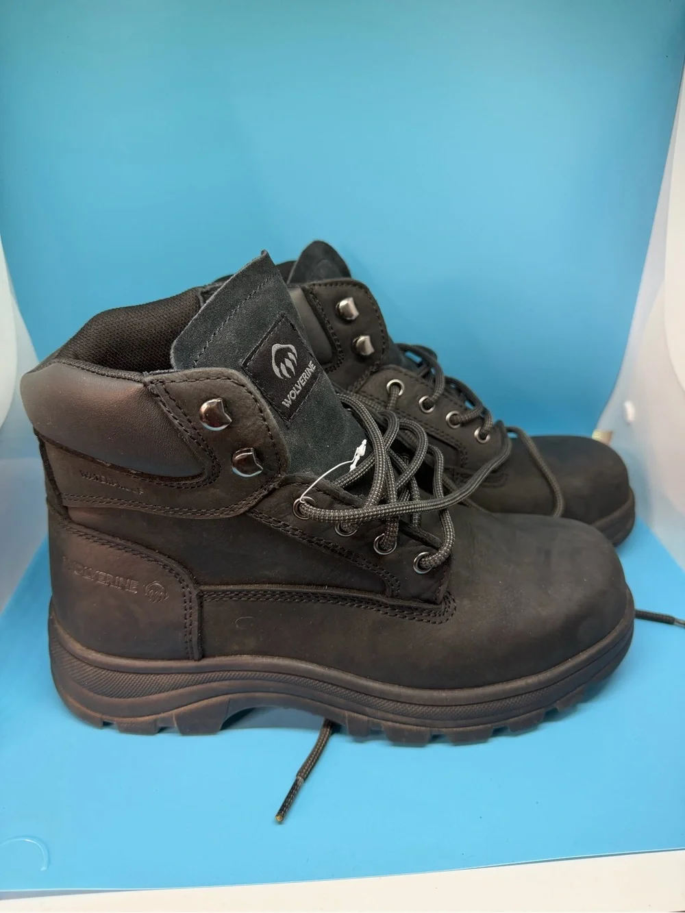 Wolverine Men’s Black Lace-Up Work Boots